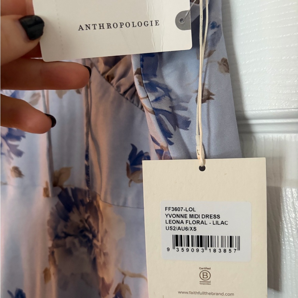 Anthropologie Dress Leona Floral Lilac NWT SIZE 2 - Picture 9 of 10